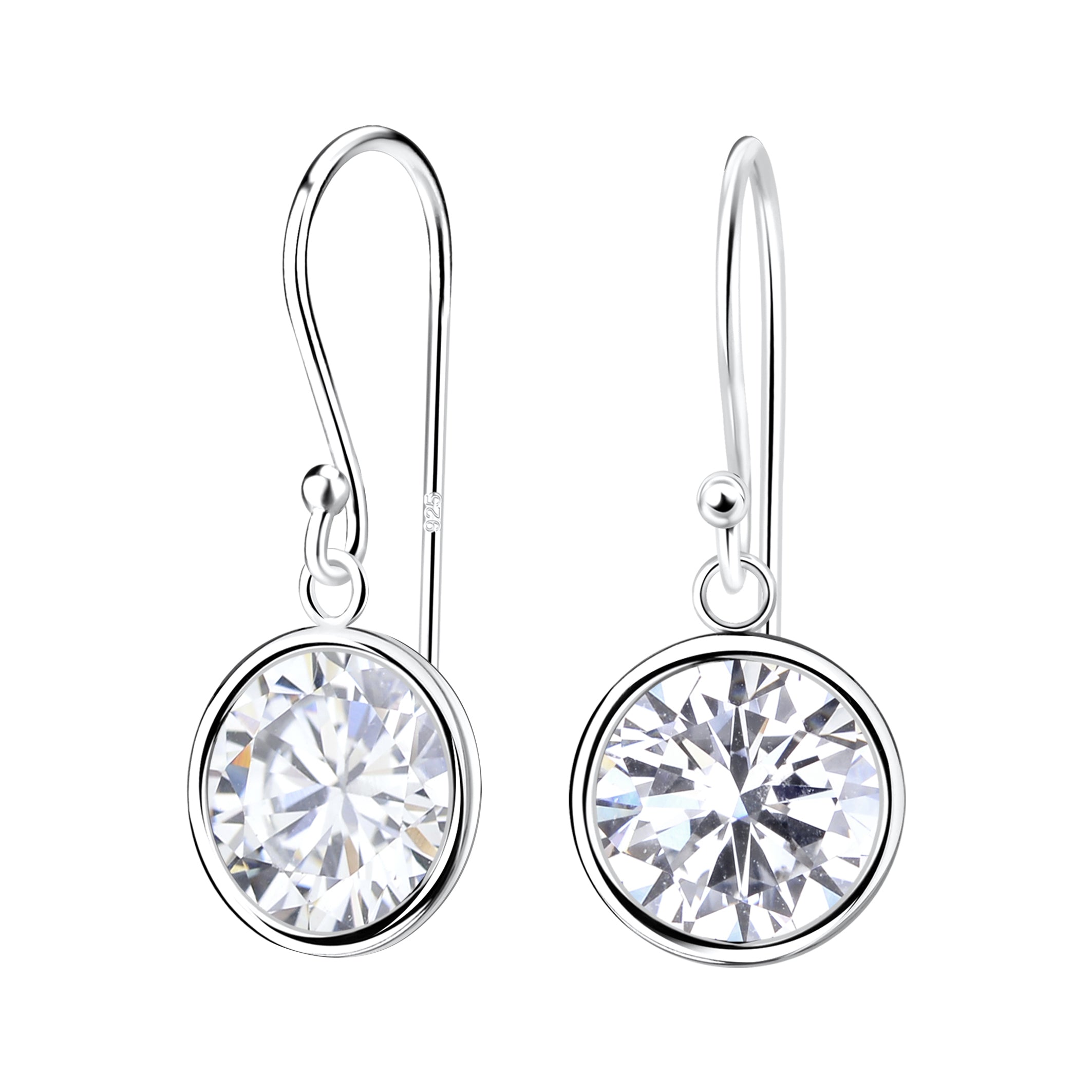 10mm Round Cubic Zirconia Silver Earrings