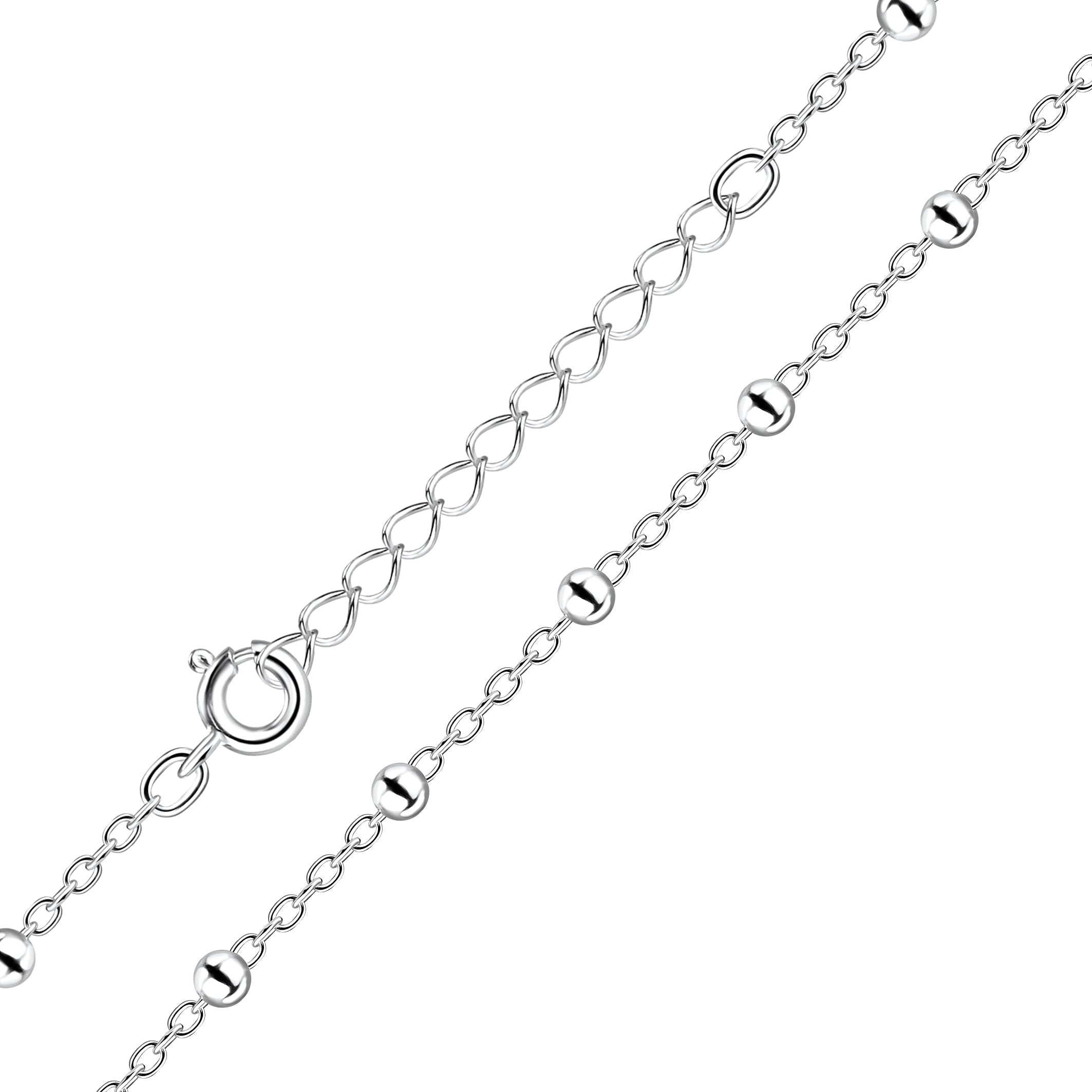 35cm Silver Extension Satellite Necklace